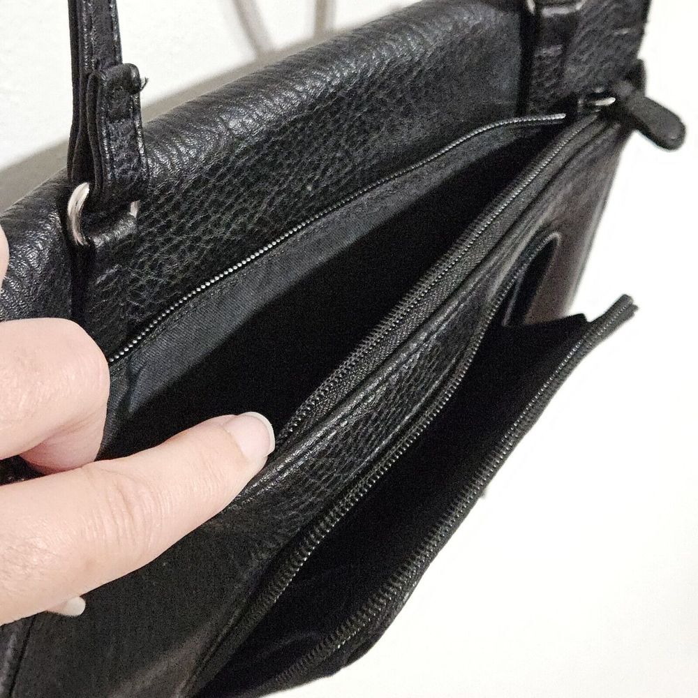 Koltov Black Pebbled Flip Top Shoulder Strap Built-In Wallet‎ Crossbody Purse - Picture 6 of 10